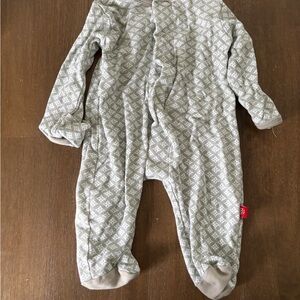 Magnetic Me Gray Quilted Print Footie One Piece